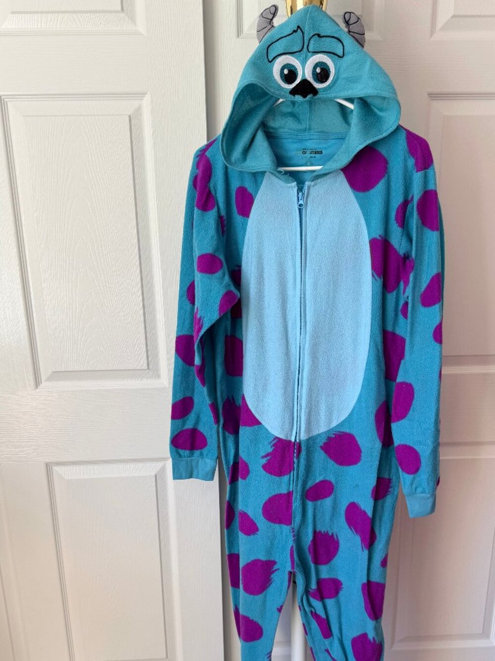 Disney Sulley Monsters Inc Hooded Costume Onesie Mens LargeDisney